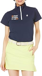 Le Coq Sportif Golf QGWTJA11 Women's Golf Short Sleeve Shirt, Half Zip, Sweat Absorbent, Quick Drying, Stretch, UPF 30, Thermal Insulation, Coolist