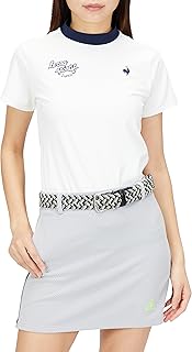 Sportif Golf QGWVJA52AT Women's Short Sleeve Shirt, Half Zip, Sweat Absorbent, Quick Drying, Stretch, UV Protection, UPF 50+, White, white, Medium