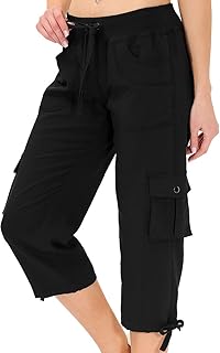 Hiking Cargo Shorts for Women Dry Fit Active Capri Pants for Camping with Pockets