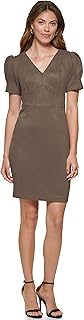 Women's Knot Sleeve Midi Shirt Dress