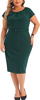 Plus Size Office Dress for Women 50s 60s Vintage Pencil Dress Bodycon Wear to Work Dresses
