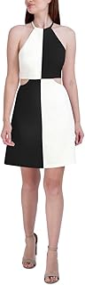 Women's Halter Neck Flare Mini Dress with Waist Cutout