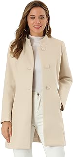 Women's Elegant Winter Overcoat Mid-thigh Stand Collar Single Breasted Long Coat