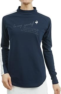 Coq Sportif UVCUT Women's Golf Shirt, Stretch Fourther, Long Sleeve, Mock Neck, Shoulder Line, Sweat Absorbent, Quick Drying