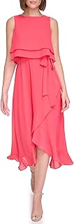 Women's Popover Midi Chiffon Sleevless-Guest of Wedding Dress