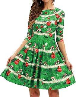Women's 3D Print Short Sleeve Unique Casual Flared Midi Dress