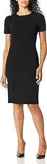Women's Short Sleeved Princess Seamed Sheath Dress