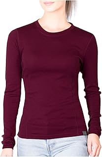 Womens Base Layer 100% Merino Wool Midweight Long Sleeve Thermal Shirt