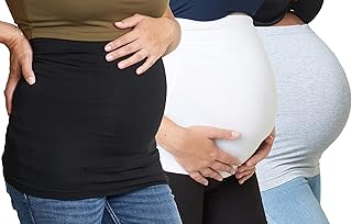 Maddie-Moo Set of 3 Women's Maternity Belly Band Clothing Extenders – 3 Colors