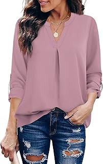 Women's Blouses 3/4 Sleeve Work Shirt Chiffon Tunic Top Office Wear