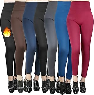 7 Pack Women’s Fleece Lined Leggings High Waist Soft Stretchy Winter Warm Leggings