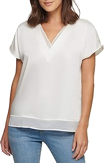 Women's Missy P0ra7clz, S/S V-Neck Top W/Si