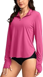 Women's UPF 50+ Shirts Long Sleeve 1/4 Zip Pullover UV Sun Protection Golf Shirt Workout Athletic Tops for Women