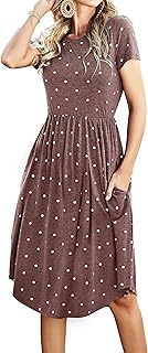 Women‘s Summer Casual Swing Midi Dress with Pockets