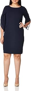Women's Sheath with 3/4 Chiffon Sleeve Dress
