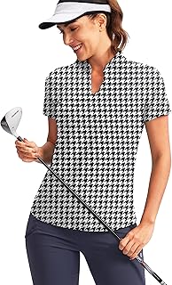 Women's Golf Polo Shirt V-Neck Short Sleeve Collarless Quick Dry Tennis Running T Shirt Golf Tops for Women