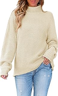 Women's Turtleneck Batwing Sleeve Loose Oversized Chunky Knitted Pullover Sweater Jumper Tops