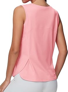 Women's Workout Tank Tops Loose Fit Sleeveless Breathable Yoga Shirts with Side Slits