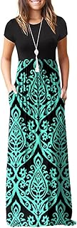 Women's Short Sleeve Maxi Dresses Casual Long Dresses with Pockets