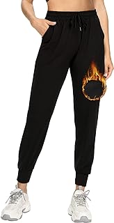 Women's Fleece Lined Sweatpants Thermal Joggers with Pockets Winter Lounge Yoga Workout Running Pants