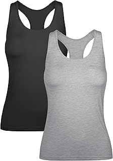 Women's Workout Racerback Tank Tops with Built in Bra Yoga Fitness Activewear Running Gym Exercise Shirts