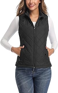 Women's Outwear Vest - Stand Collar Lightweight Zip Quilted Vest for Women