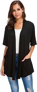 ADANIKI Womens Short Sleeve Open Front Lightweight Casual Comfy Long Line Drape Hem Soft Modal Cardigans Sweater
