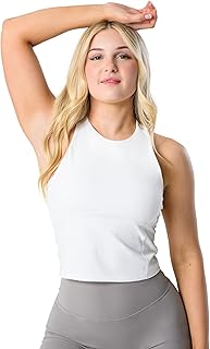 Ellyn Tank Top Crop Sports Bra for Women Soft Padded Built-in Bra Longline Yoga Running Workout