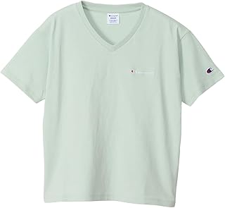 CW-X338 Short Sleeve T-Shirt, V-Neck, 100% Cotton, Relax Fit, Embroidery, Script Logo, Short Sleeve T-Shirt, Women's Basic