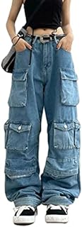 Women's Baggy Cargo Pants Y2K Clothing Multi-Pocket Relaxed Fit Jeans Fairy Grunge Clothes Alt Emo Streetwear