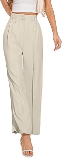 Women's Wide Leg Work Pants High Waist Long Straight Trousers Causal Pants with Pocket
