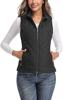 Women's Outwear Vest - Stand Collar Lightweight Zip Quilted Vest for Women