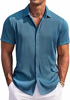 Men's Casual Shirts Short Sleeve Button Down Shirt for Men Wedding Beach Fashion Shirt