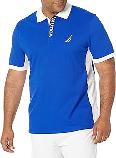 Men's Short Sleeve Color Block Performance Pique Polo Shirt