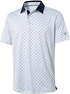 Golf Shirts for Men Dry Fit Short Sleeve Print Performance Moisture Wicking Polo Shirt