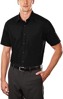 Men's Short Sleeve Dress Shirt Regular Fit Poplin Solid
