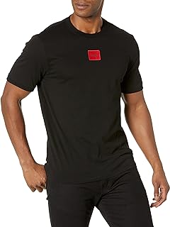 HUGO by Hugo Boss Men's Ribbed Crew Neck Regular Fit Center Logo T-Shirt