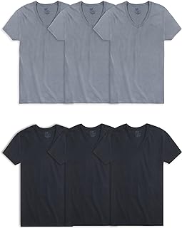Fruit of the Loom Men's Eversoft Cotton Stay Tucked V-Neck T-Shirt