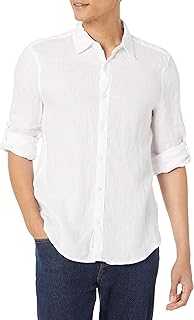 Men's Roll Sleeve 100% Linen Button-Down Shirt (Size X-Small - 5X Big & Tall)