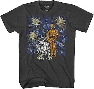 T Shirt Men's Starry Night Droid R2-D2 C-3PO Men's Graphic Tee