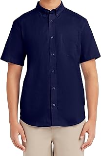 Nautica Young Men's Uniform Short Sleeve Performance Oxford Button-Down Shirt