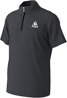 Sportif Men's Short Sleeve Half Zip Shirt, Sweat Absorbent, Quick Drying, Stretch, One-Point Training