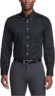 Mens Dress Shirts Regular Fit Twill Solid Button Down Collar