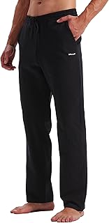 Men's Cotton Yoga Sweatpants Exercise Pants Open Bottom Athletic Lounge Pants Loose Male Sweat Pants with Pockets