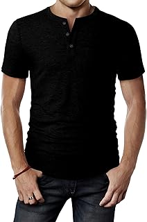 Mens Casual Premium Slim Fit Henley T-Shirts Short Sleeve Lightweight