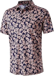 Golf Shirts for Men Dry Fit Performance Print Short Sleeve Moisture Wicking Golf Polo Shirts