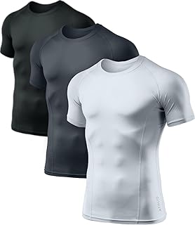 1 or 3 Pack Men's Cool Dry Short Sleeve Compression Shirts, Sports Baselayer T-Shirts Tops, Athletic Workout Shirt
