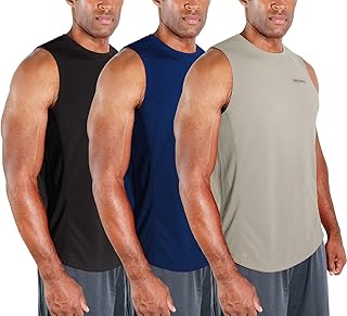 3 Pack Men's Muscle Shirts Sleeveless Dri Fit Gym Workout Tank Top