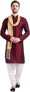 Men's Kurta Pajama Jacquard Silk Indian Wedding Party Dress