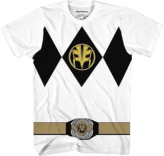 Mighty Morphin Power Rangers Red Blue Yellow Pink Green Black White Blue Costume T-Shirt